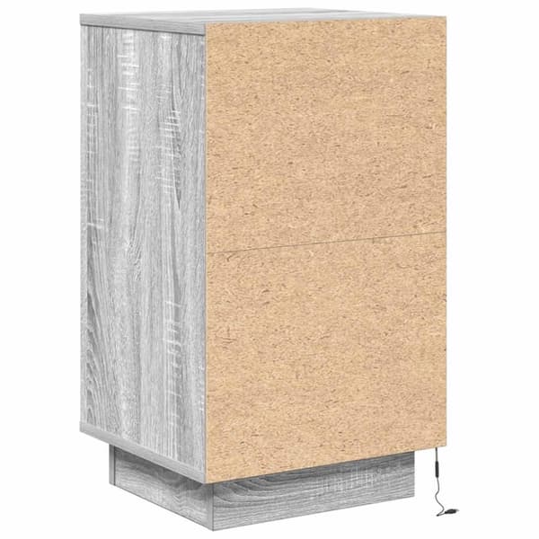 vidaXL Nattbord med LED-lys grå sonoma 38x34x65 cm