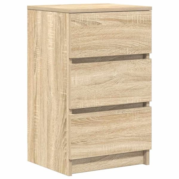 vidaXL sengeborde med 3 skuffer 2 stk. 39x35x65 cm sonoma-eg