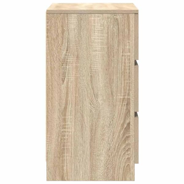 vidaXL sengeborde med 3 skuffer 2 stk. 39x35x65 cm sonoma-eg