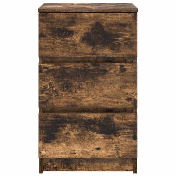 vidaXL sengebord med 3 skuffer 39x35x65 cm røget egetræsfarve