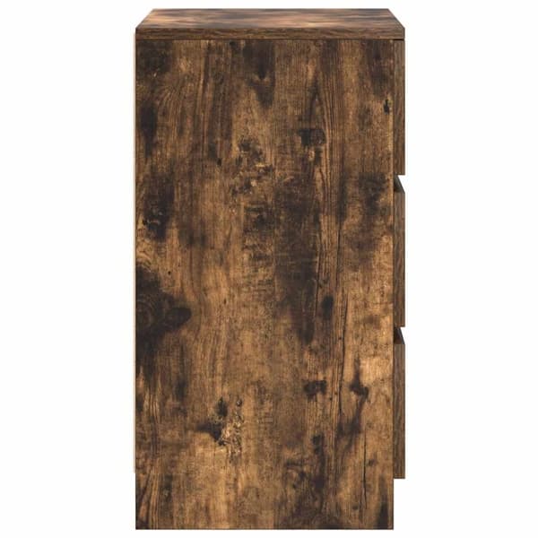 vidaXL sengebord med 3 skuffer 39x35x65 cm røget egetræsfarve