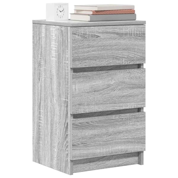 vidaXL sengeborde med 3 skuffer 2 stk. 39x35x65 cm grå sonoma-eg