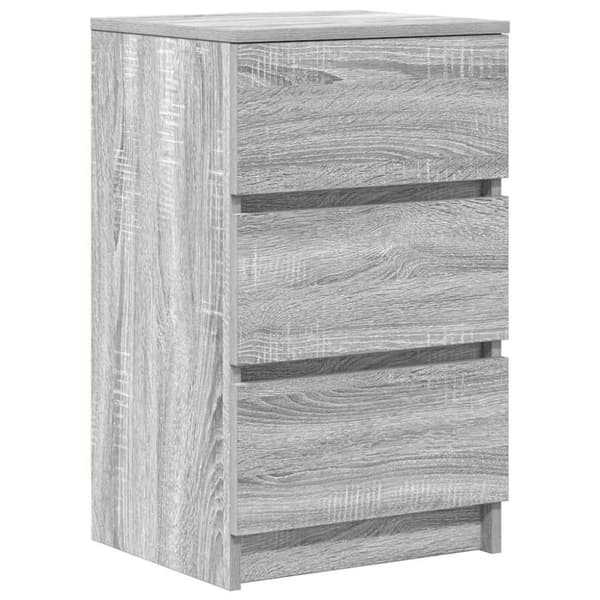 vidaXL sengeborde med 3 skuffer 2 stk. 39x35x65 cm grå sonoma-eg