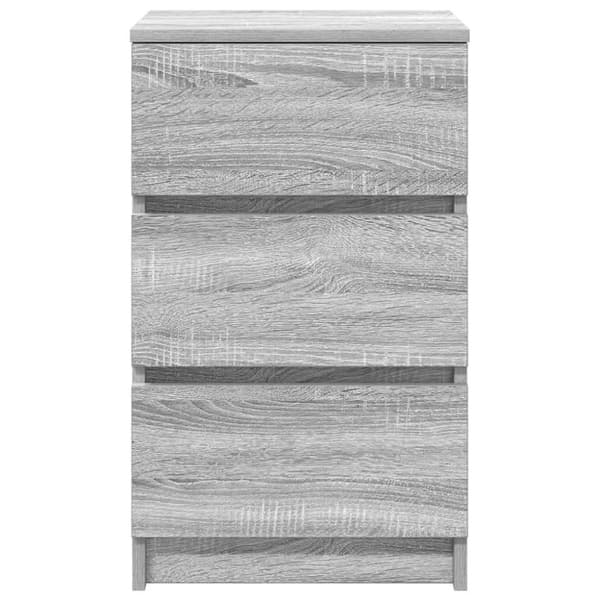 vidaXL sengeborde med 3 skuffer 2 stk. 39x35x65 cm grå sonoma-eg