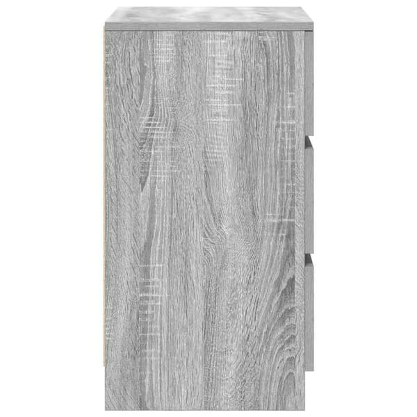 vidaXL sengeborde med 3 skuffer 2 stk. 39x35x65 cm grå sonoma-eg