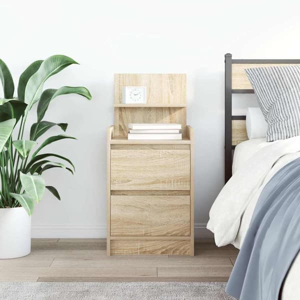 vidaXL sengebord med 2 skuffer 38x34x80 cm sonoma-eg