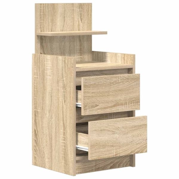 vidaXL sengebord med 2 skuffer 38x34x80 cm sonoma-eg