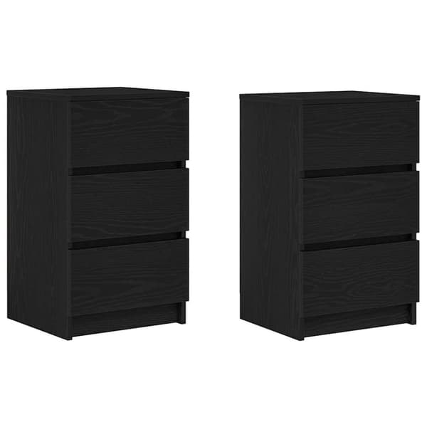 vidaXL sengeborde med 3 skuffer 2 stk. 39x35x65 cm sort