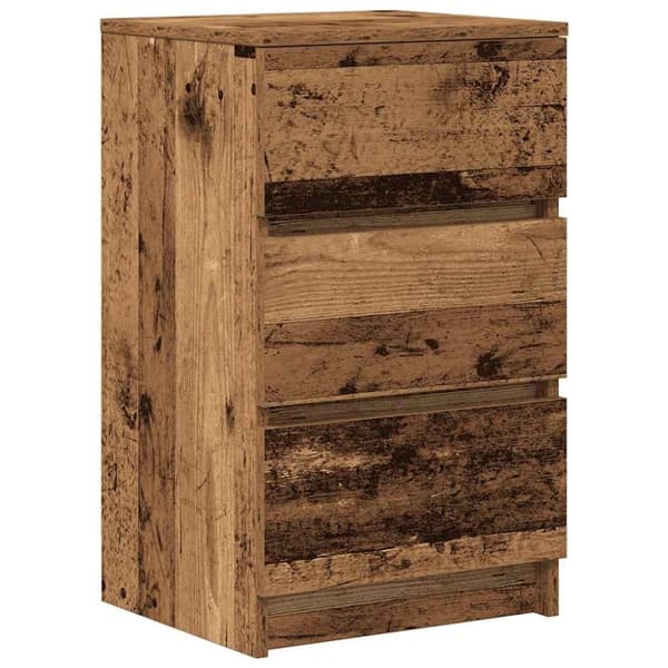 vidaXL sengebord med 3 skuffer 39x35x65 cm gammelt træ-look