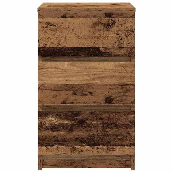 vidaXL sengebord med 3 skuffer 39x35x65 cm gammelt træ-look