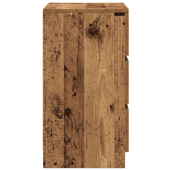 vidaXL sengebord med 3 skuffer 39x35x65 cm gammelt træ-look
