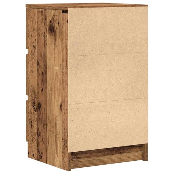 vidaXL sengebord med 3 skuffer 39x35x65 cm gammelt træ-look