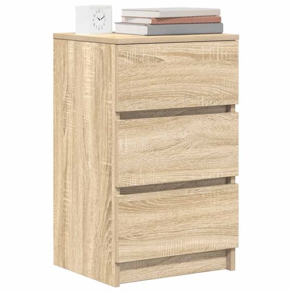 vidaXL sengebord med 3 skuffer 39x35x65 cm sonoma-eg