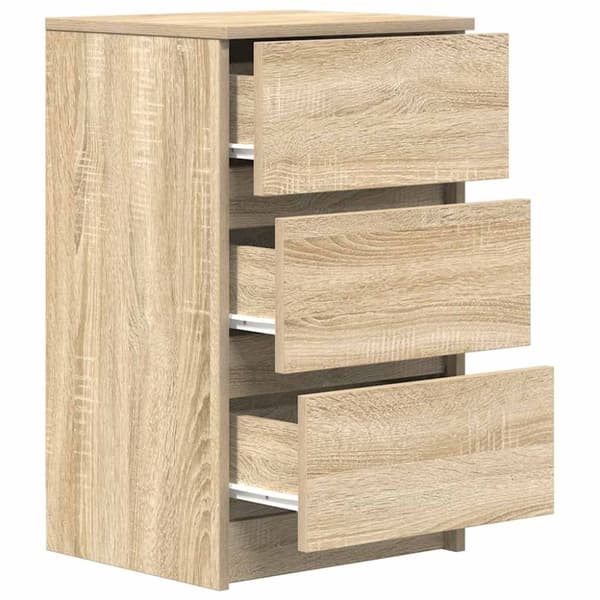 vidaXL sengebord med 3 skuffer 39x35x65 cm sonoma-eg