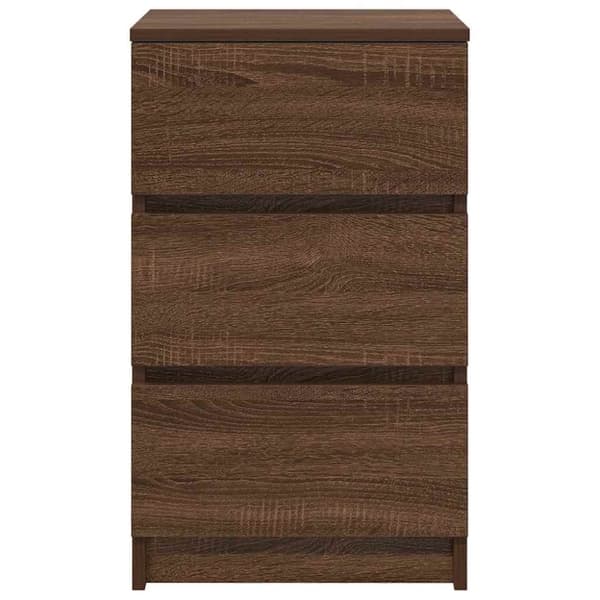 vidaXL sengeborde med 3 skuffer 2 stk. 39x35x65 cm brun egetræsfarve