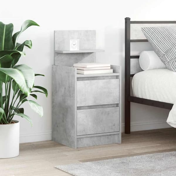 vidaXL Yöpöytäkaappi kahdella laatikolla betoninharmaa 38x34x80 cm