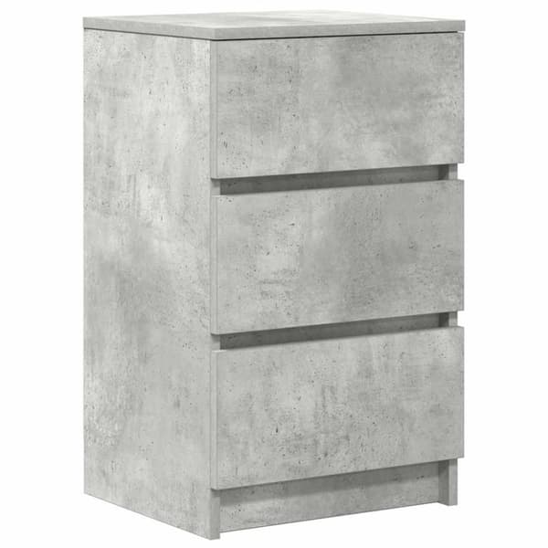vidaXL sengebord med 3 skuffer 39x35x65 cm betongrå