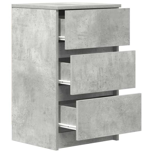 vidaXL sengebord med 3 skuffer 39x35x65 cm betongrå