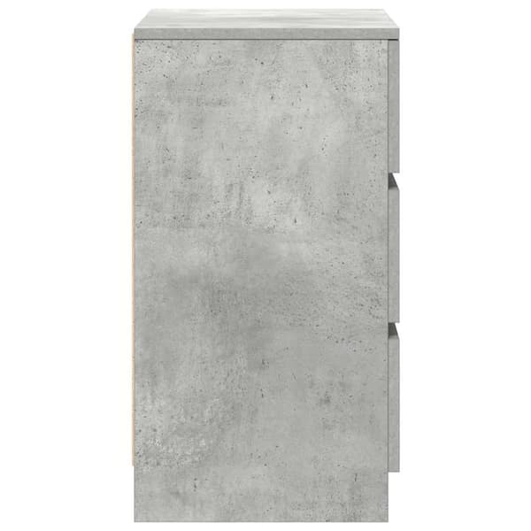 vidaXL sengebord med 3 skuffer 39x35x65 cm betongrå