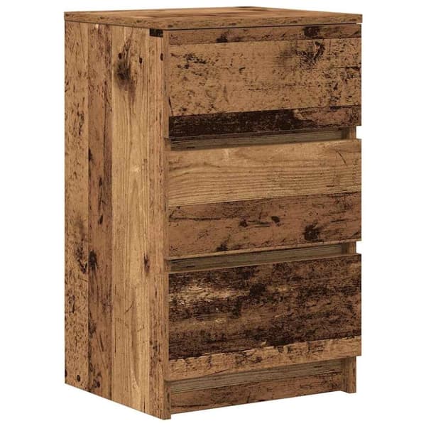 vidaXL yöpöytäkaapit 3 laatikolla 2 kpl vanha puu 39x35x65 cm