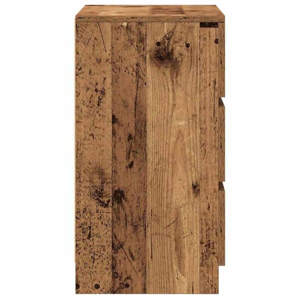 vidaXL yöpöytäkaapit 3 laatikolla 2 kpl vanha puu 39x35x65 cm