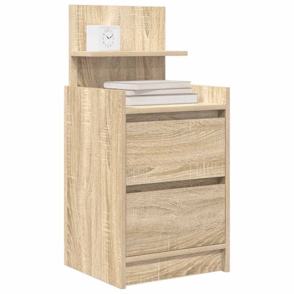 vidaXL sengeborde med 2 skuffer 2 stk. 38x34x80 cm sonoma-eg