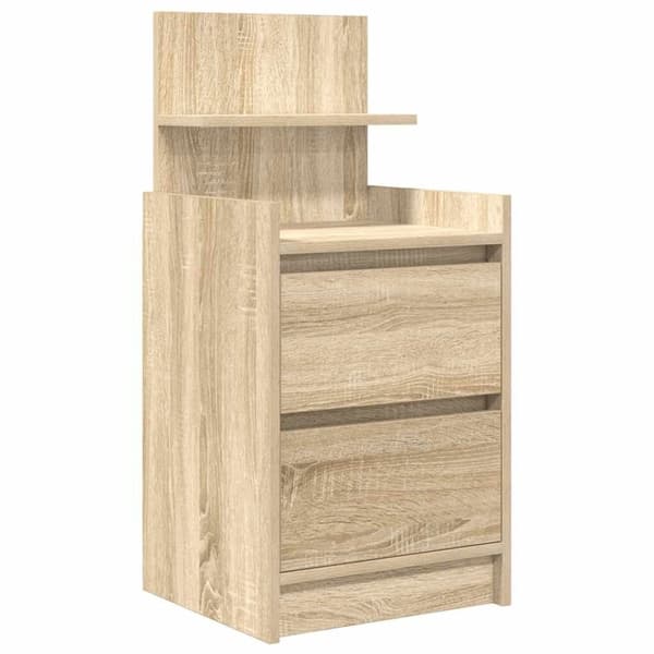 vidaXL sengeborde med 2 skuffer 2 stk. 38x34x80 cm sonoma-eg