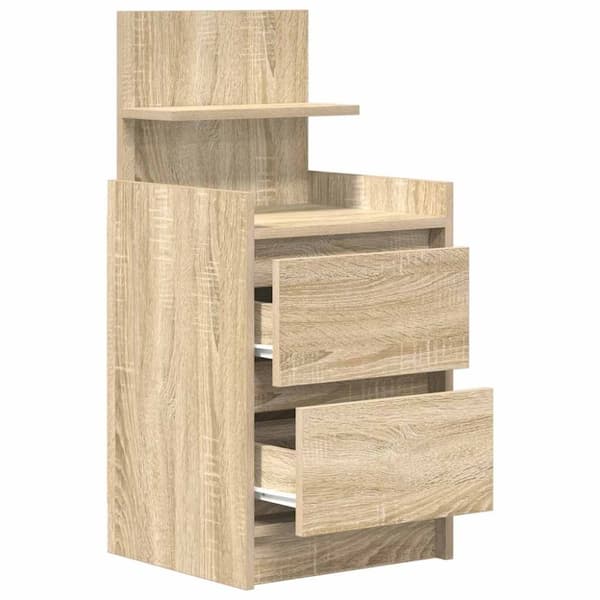 vidaXL sengeborde med 2 skuffer 2 stk. 38x34x80 cm sonoma-eg