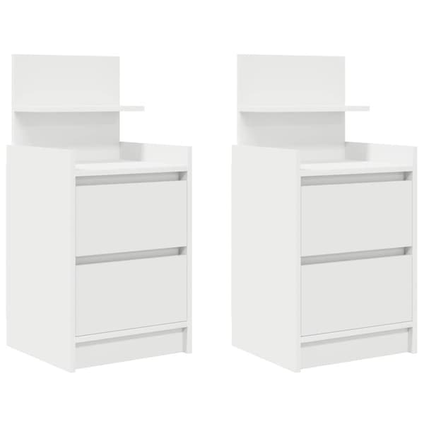 vidaXL sengeborde med 2 skuffer 2 stk. 38x34x80 cm hvid