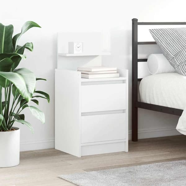 vidaXL sengeborde med 2 skuffer 2 stk. 38x34x80 cm hvid