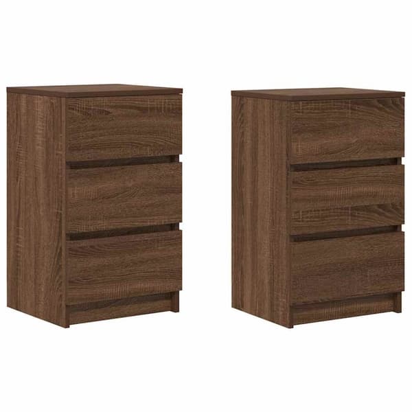 vidaXL Nattskap med 3 skuffer 2 stk brun eik 39x35x65 cm