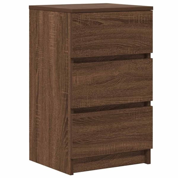 vidaXL Nattskap med 3 skuffer 2 stk brun eik 39x35x65 cm
