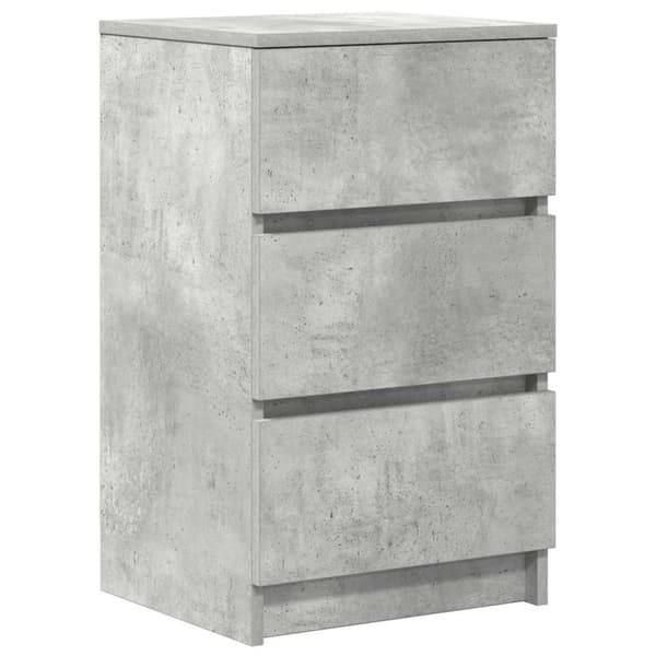 vidaXL Nattskap med 3 skuffer 2 stk betonggrå 39x35x65 cm