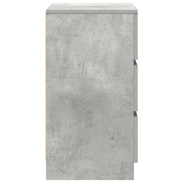 vidaXL Nattskap med 3 skuffer 2 stk betonggrå 39x35x65 cm
