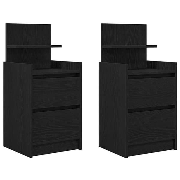 vidaXL Nattskap med 2 skuffer 2 stk svart 38x34x80 cm