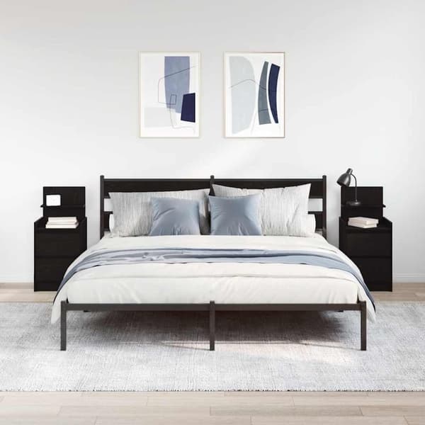 vidaXL Nattskap med 2 skuffer 2 stk svart 38x34x80 cm