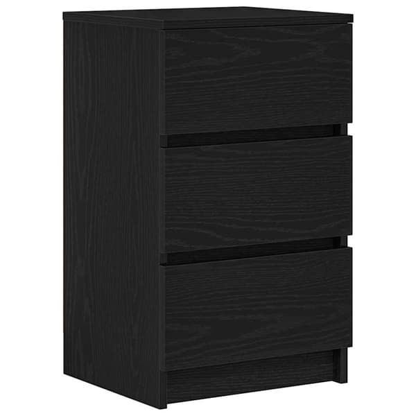 vidaXL Nattskap med 3 skuffer svart 39x35x65 cm