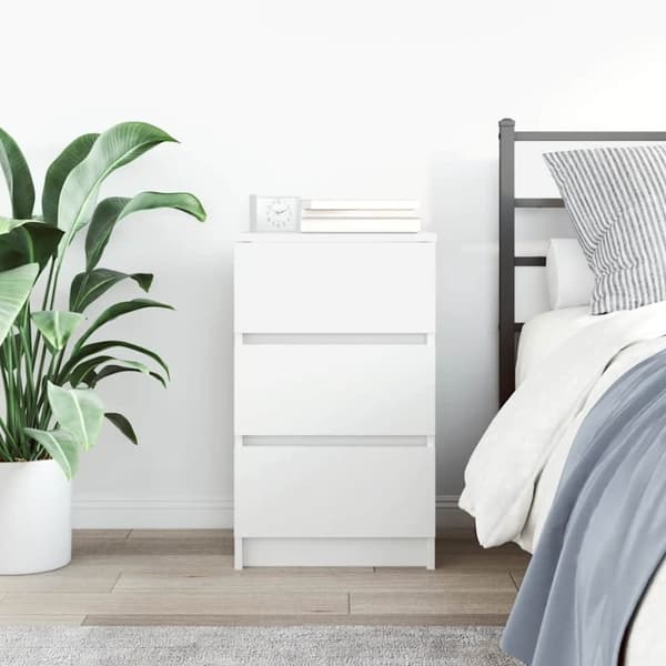 vidaXL Sängbord med 3 lådor vit 39x35x65 cm
