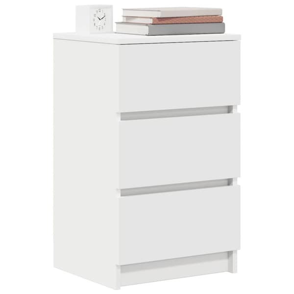 vidaXL Sängbord med 3 lådor vit 39x35x65 cm