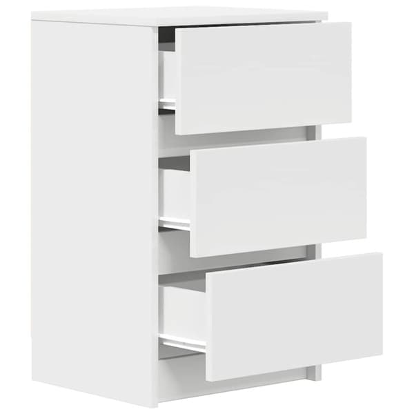 vidaXL Sängbord med 3 lådor vit 39x35x65 cm