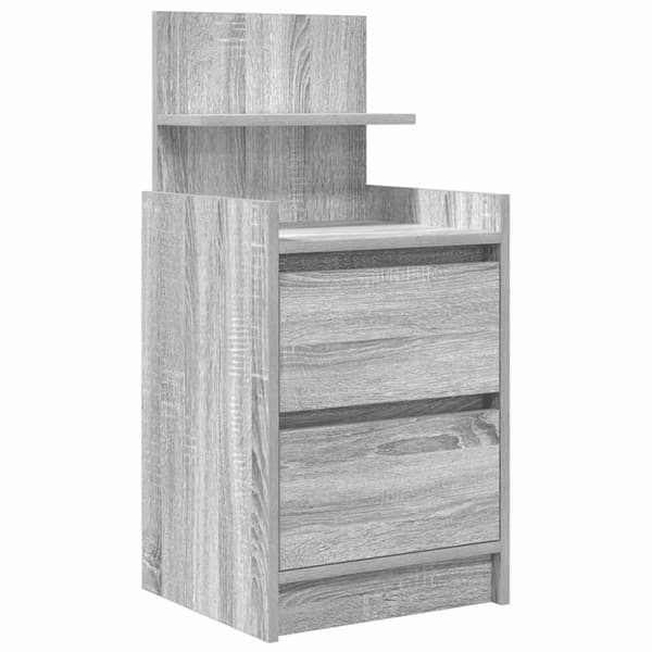 vidaXL sengebord med 2 skuffer 38x34x80 cm grå sonoma-eg