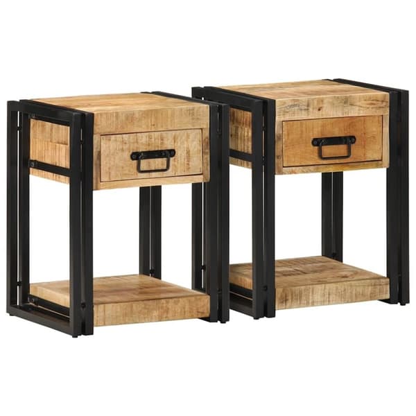 vidaXL sengeskabe 2 stk 40x35x50 cm massivt ru mangotræ
