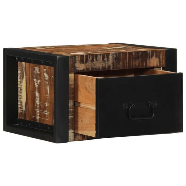 vidaXL sengeskabe 2 stk 40x35x25 cm massivt genbrugstræ flerfarvet