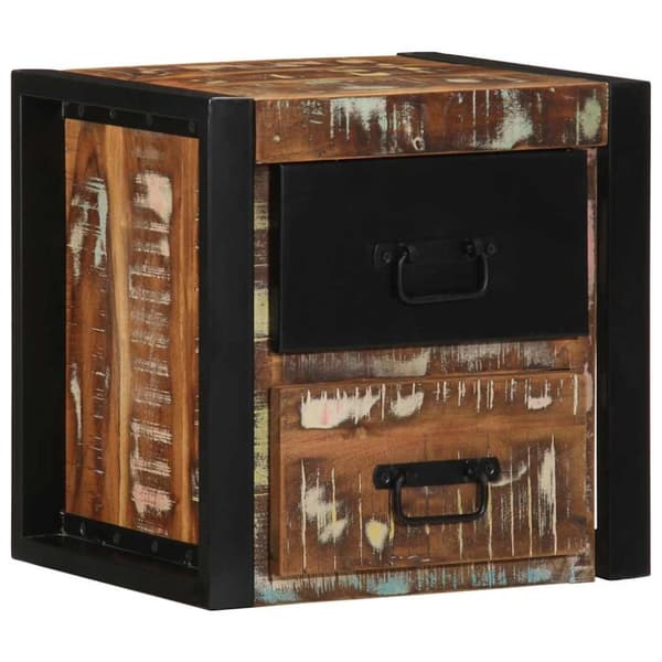 vidaXL sengeskabe 2 stk 40x35x40 cm massivt genbrugstræ flerfarvet