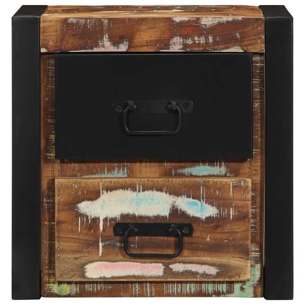 vidaXL sengeskabe 2 stk 40x35x40 cm massivt genbrugstræ flerfarvet