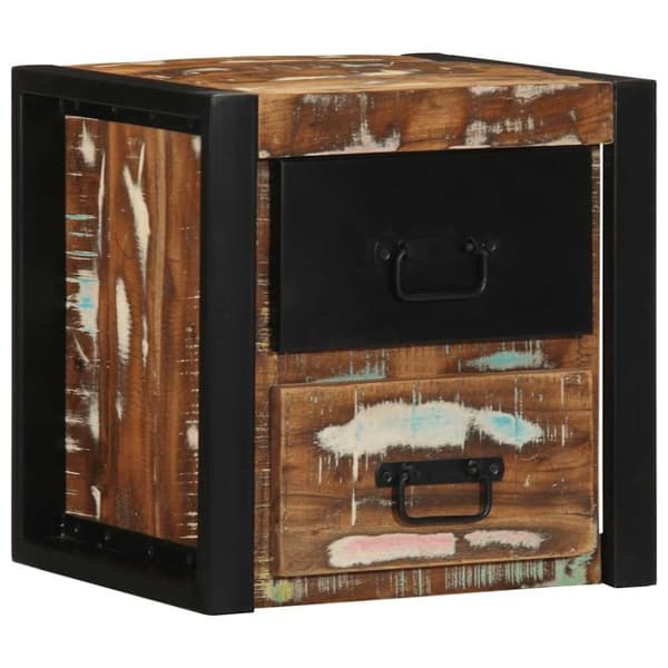 vidaXL sengeskabe 2 stk 40x35x40 cm massivt genbrugstræ flerfarvet