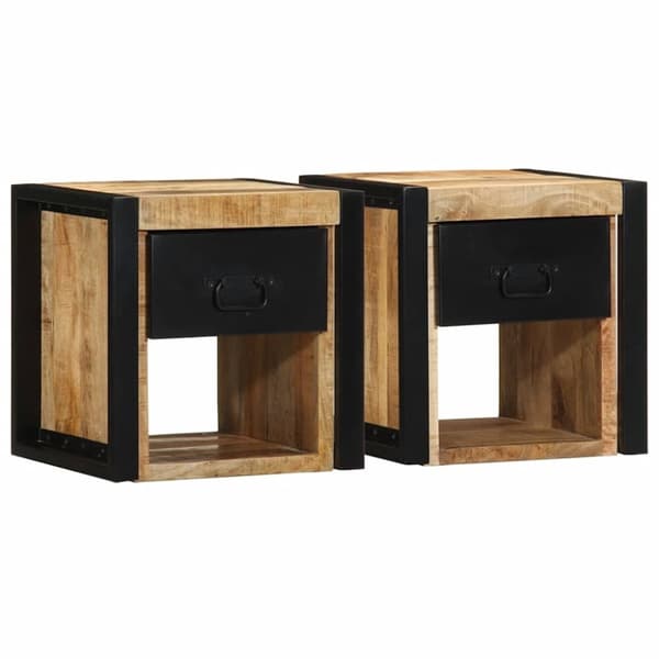 vidaXL sengeskabe 2 stk 40x35x40 cm massivt ru mangotræ