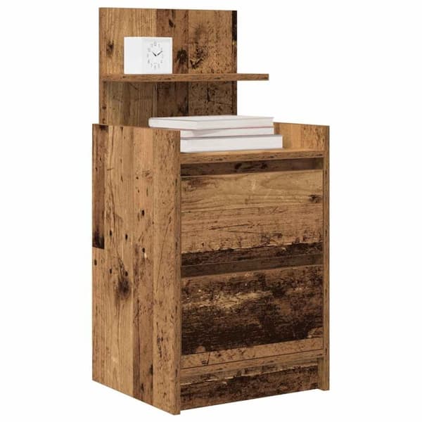 vidaXL Nattbord med 2 skuffer gammelt tre 38x34x80 cm