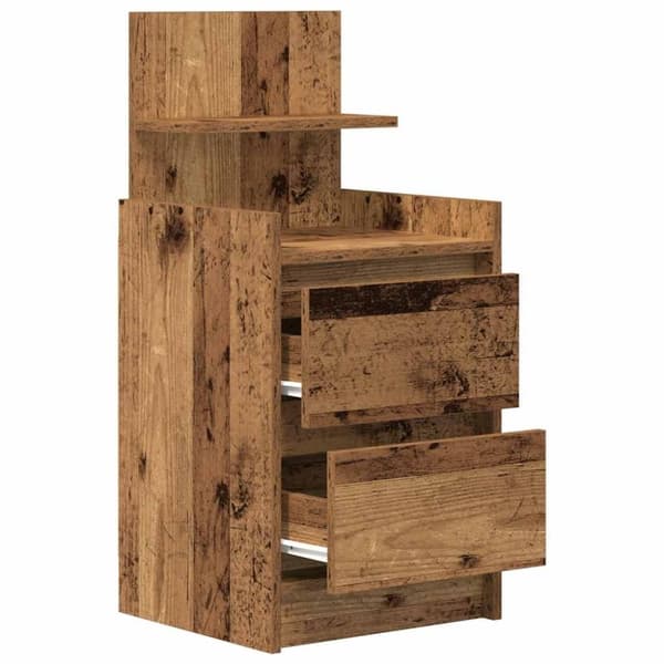 vidaXL Nattbord med 2 skuffer gammelt tre 38x34x80 cm