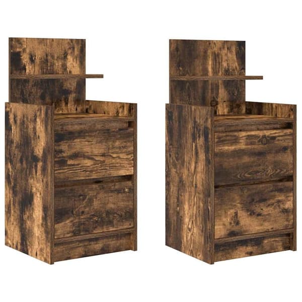 vidaXL Sängbord med 2 lådor 2 st rökt ek 38x34x80 cm